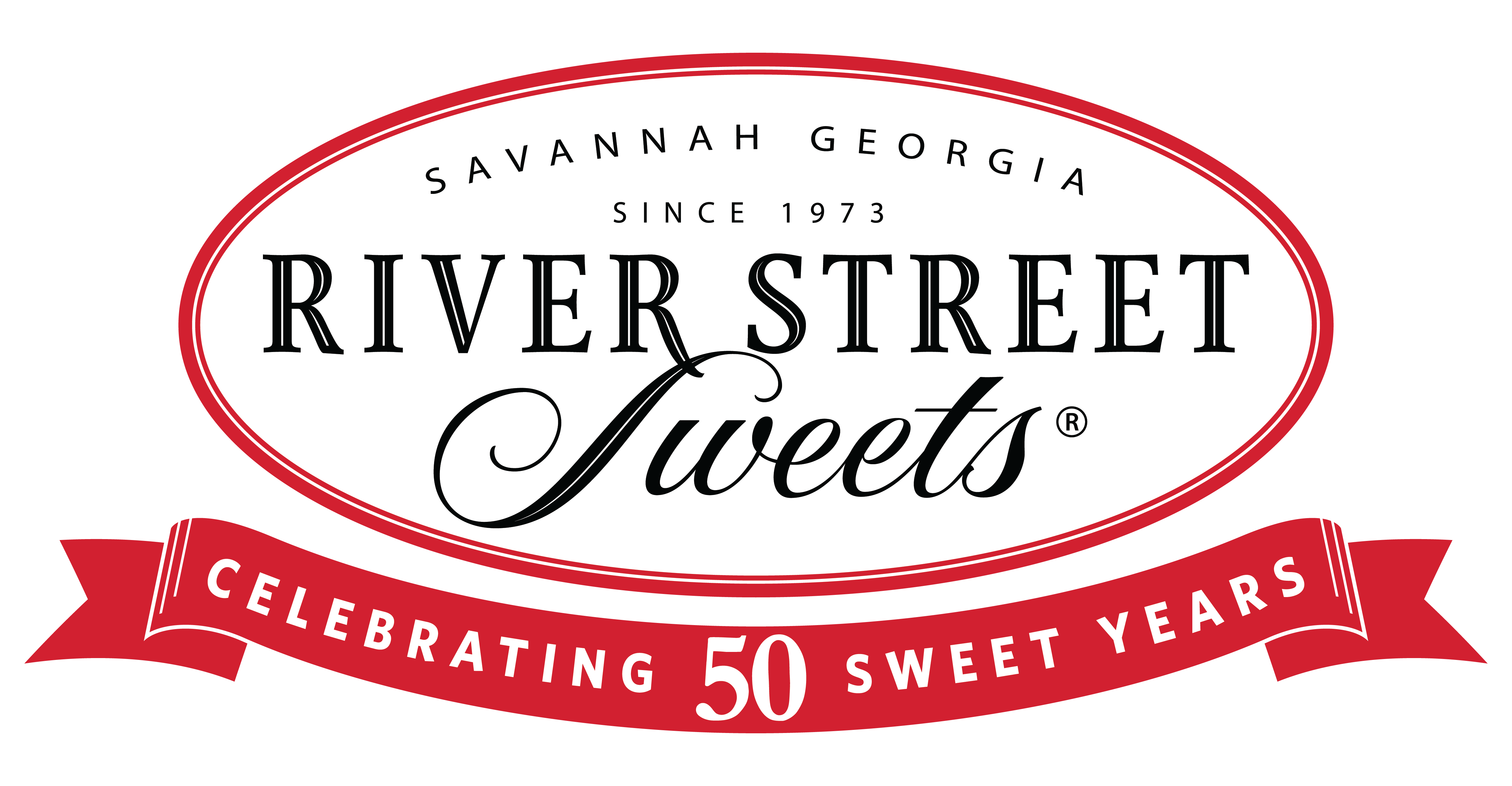 River Street Sweets®®: Celebrating 50 Sweet Years Since 1973 Savannah Georgia logo