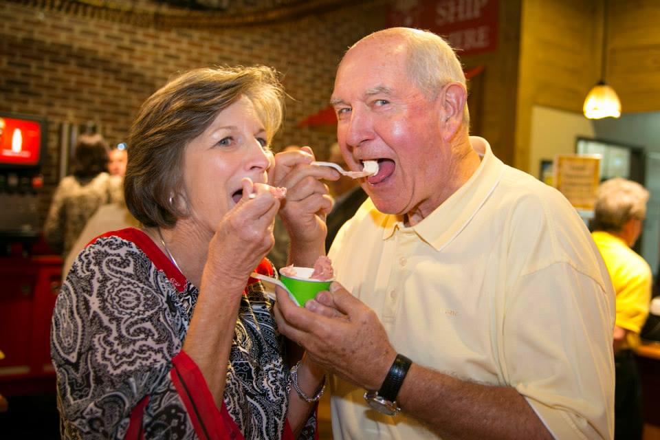 Older couple enjoying ice cream